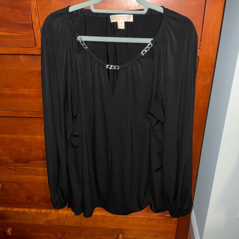 Michael Kors Black Blouse with Chain Accent 2X